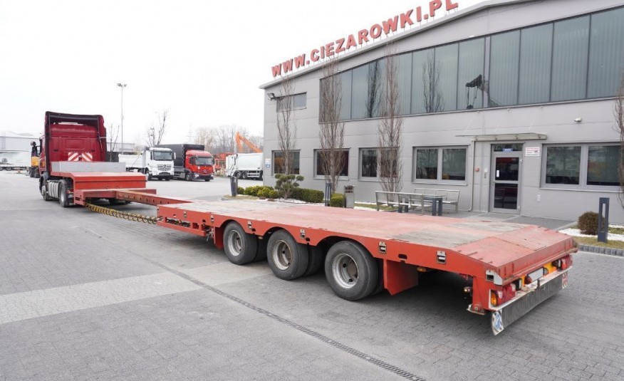 3 osiowa , rozciągana , poszerzana , 14.8 x 3m , oś skrętna , osie GIGANT , ładowność 36.900kg , naczepa niskopodwoziowa , platoforma , niskopodwozie , transport maszyn , transport zdjęcie 