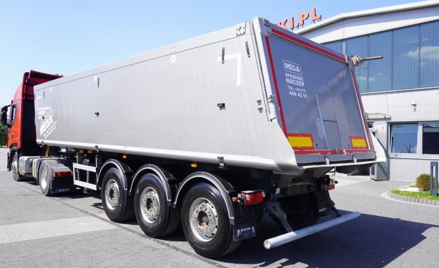 Mega MNL 35.5t , 35m3 , ładowność 29.860kg , 3x oś Mercedes , oś podnoszona , aluminiowa , szyber do zboża , podłoga idealna , naczepa wywrotka , wanna , patelnia zdjęcie 