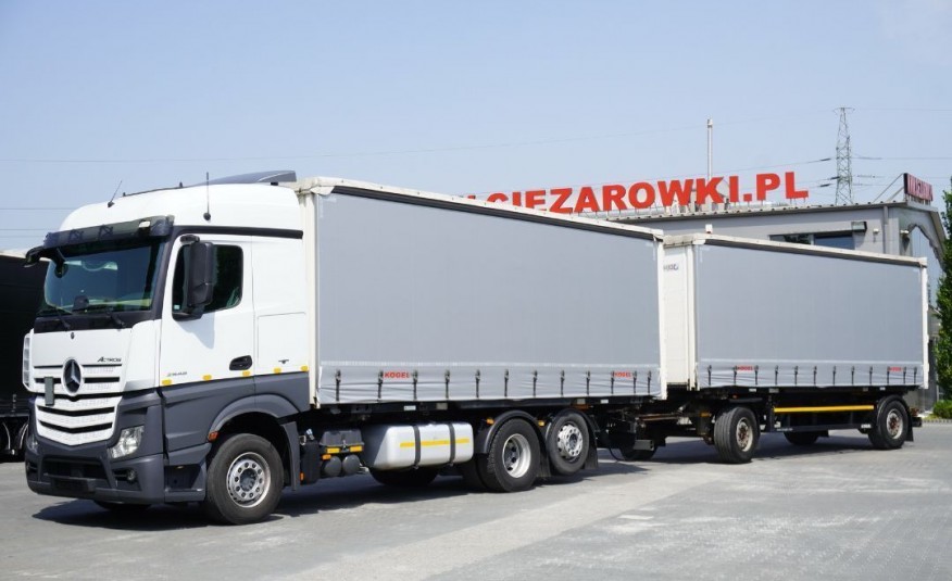 Mercedes Actros 2548 , E6 , 6X2 , BDF , zestaw z przyczepą , KOGEL , 2, 55m wys , retarder , 2 łóżka , ACC , lodówka , serwis ASO , firanka , plandeka , zestaw bdf zdjęcie 