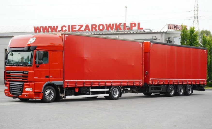 DAF XF 105.460 SSC , , JUMBO , MEGA , 38 EPAL , zestaw z przyczepą Schmitz 3 osie , retarder , 2 łóżka , klima , tempomat , zestaw , solówka 18 EPAL + przyczepa 20 EPAL , low deck MEG zdjęcie 