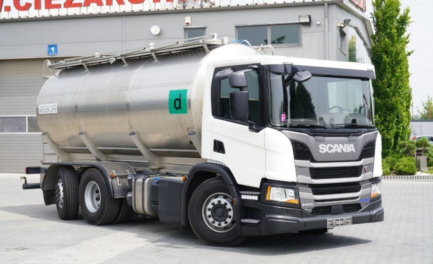 P410 , E6 , 6X2 , 20.000km . zbiornik 18.000L , 3 komory , Stal 316 L , pompa , manual , oś skrętna / podnoszona , niska kabina , retarder , serwis SCANIA , mlekowóz , cyseterna  zdjęcie 