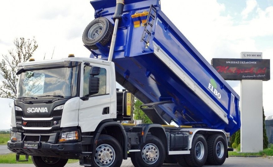 Scania P 410 / XT / 8X4 / WYWROTKA TYLNOZSYPOWA / 2019 R / 83 TYS KM / MANUAL / ELBO / zdjęcie 