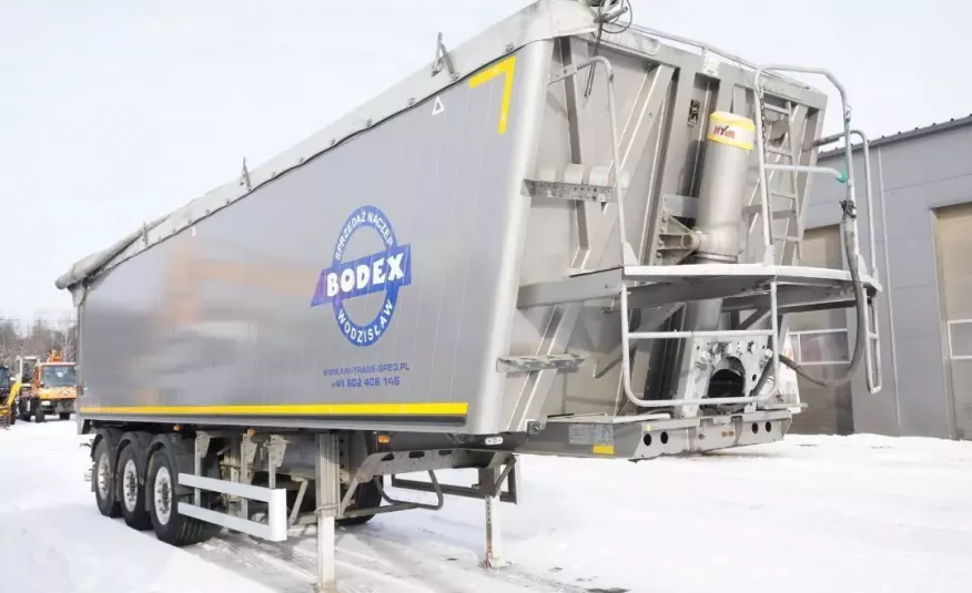 BODEX KIS 3B , 50M3 , klapo-drzwi , 2x szybry do zboża , aluminiowa , 3 x SAF , oś podnoszona , hydraulika HYVA , JAK NOWA , 1 właściciel , krajowa , Naczepa wywrotka , wanna , rynna , zdjęcie 