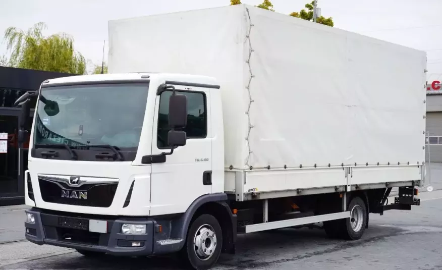 MAN TGL 8.180 , E6 , 4X2 , 90 TYS KM , Plandeka dł 6m , winda Dhollandia 1.000kg , poduszki , stan perfekt , serwis aso , auto plandeka , skrzynia , winda załadunkowa zdjęcie 