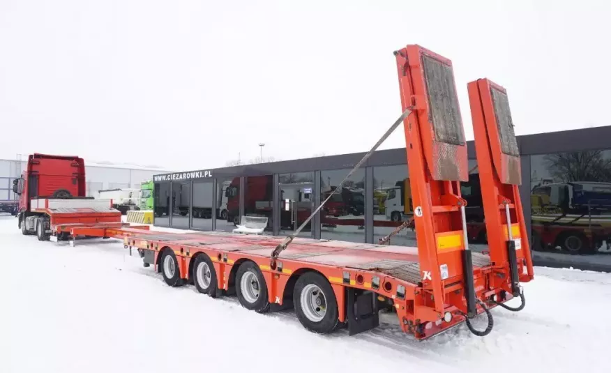 KASSBOHRER LB4E , rozciągana , poszerzana , 15.4m x 3.15m , 4 osie SAF , tele mega, 2 x oś krętna , oś podnoszona , najazdy hydrauliczne rozsuwane , dmc 50.000kg , JAK NOWA , naczepa niskopod zdjęcie 