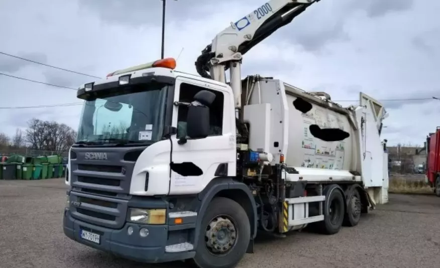 P270 Śmieciarka z HDS do pojemników dzwon / SCANIA P270 / HDS HIAB HMB2000 zdjęcie 