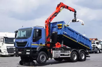 Iveco TRAKKER / 380T41 / E 6 / WYWROTKA + HDS / 6 X 4 / KOLEJOWY / ROTATOR / ŁYŻKA / CHWYTAK
