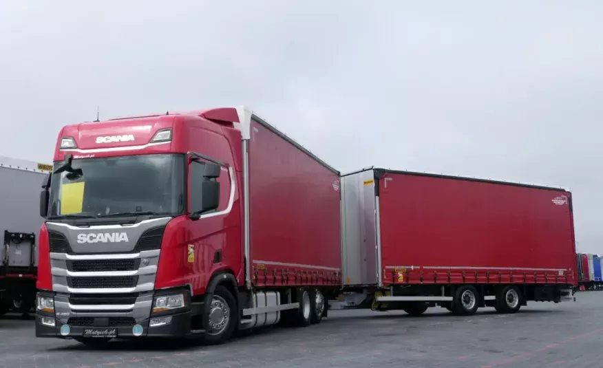 Scania R 450 / ZESTAW TANDEM 120 M3 / PRZEJAZDOWY / RETARDER / I-COOL / 2019 R / zdjęcie 