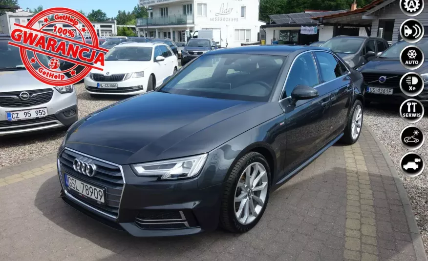 Audi A4 s-line Czarny sufit kamera Navi automat Chrom szyber kubełki pół skóra zdjęcie 1