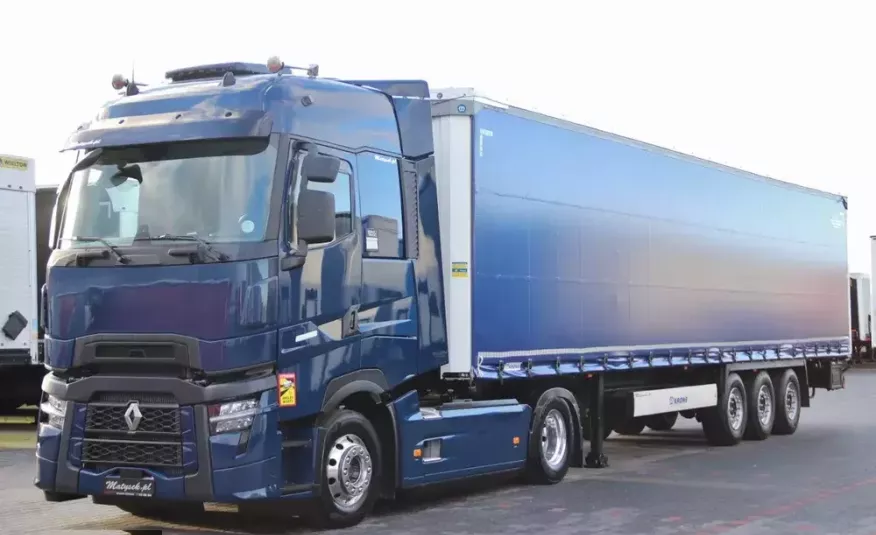 Renault T 520 HIGH / I-PARK COOL / 2022 R + KRONE / FIRANKA / DACH PODNOSZONY / OŚ PODNOSZONA / zdjęcie 