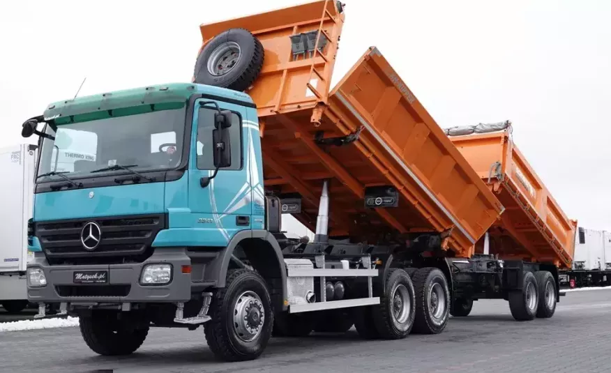 Mercedes ACTROS 3341 104 TYS.KM / 6X6 / 3 STR WYWROTKA / HARDOX BOARDMATIC / + PRZYCZEPA WYWROTKA 3STR SCHMITZ zdjęcie 