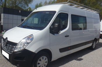 Renault MASTER L3H2 MAX brygadówka doka dubel kabina 7-os klima pdc navi kamera cofania bagażnik z drabinką ŁADNY