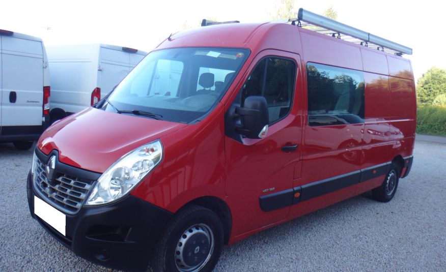 Renault MASTER L3H2 MAX brygadówka doka dubel kabina 7-os klima 2015rok bagażnik z drabinką ŁADNY półki regały
